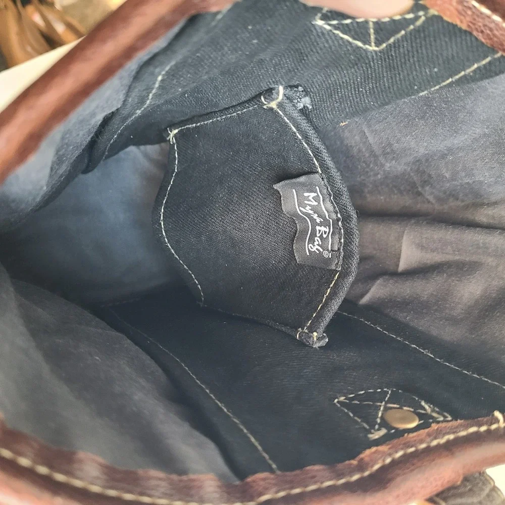 Myra‎ Bag Western Tooled Leather Tote Bucket Wine Bag Leather Handle